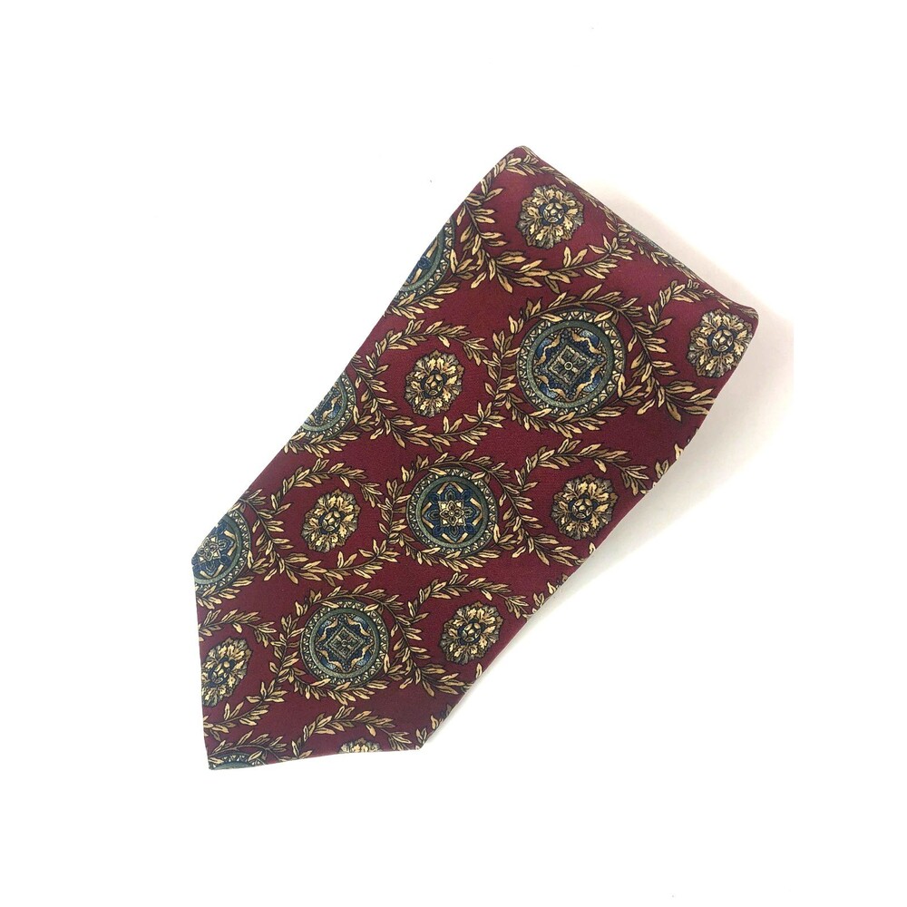 The Metropolitan Museum of Art MMA Men's Silk Tie Burgundy Medallion Wreath Long